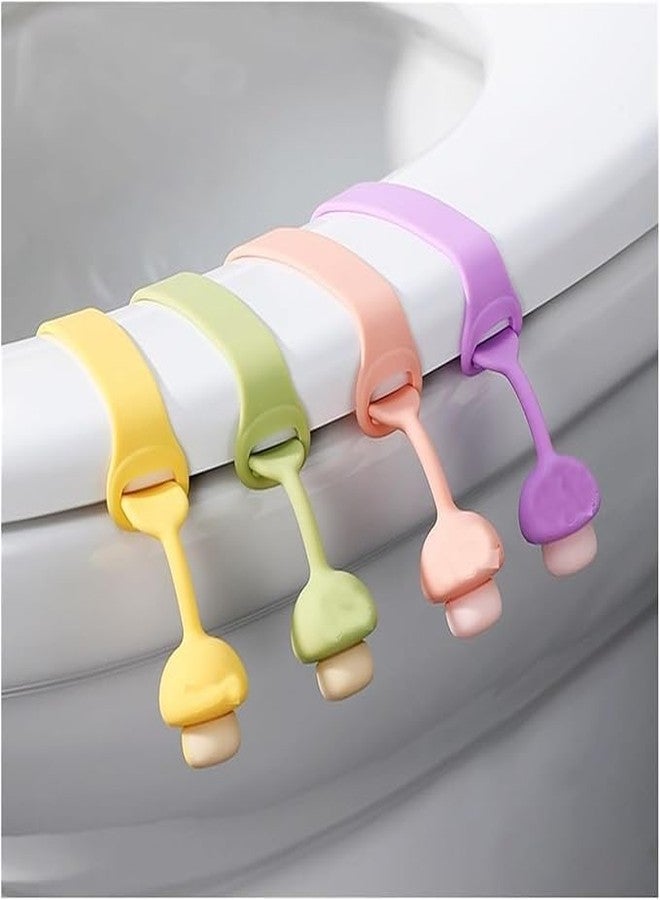 NeonMicro Silicone Toilet Seat Cover Lifter (4 PCS) | Self-Adhesive Toilet Seat Handle | Hygienic Hands-Free Toilet Lid Lifter Clip for Bathroom & WC (Multicolor) - Image 1